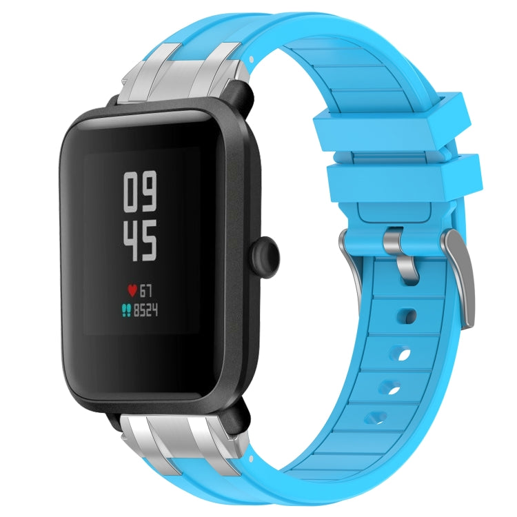 For Amazfit Bip S 20mm Quick Release Silver Buckle Royal Silicone Watch Band(Sky Blue) - free shipping - PMC TechLife - Order now!