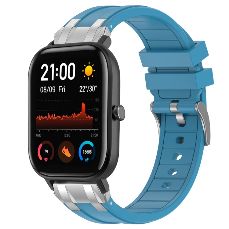 For Amazfit GTS 20mm Quick Release Silver Buckle Royal Silicone Watch Band(Sea Blue) - free shipping - PMC TechLife - Order now!