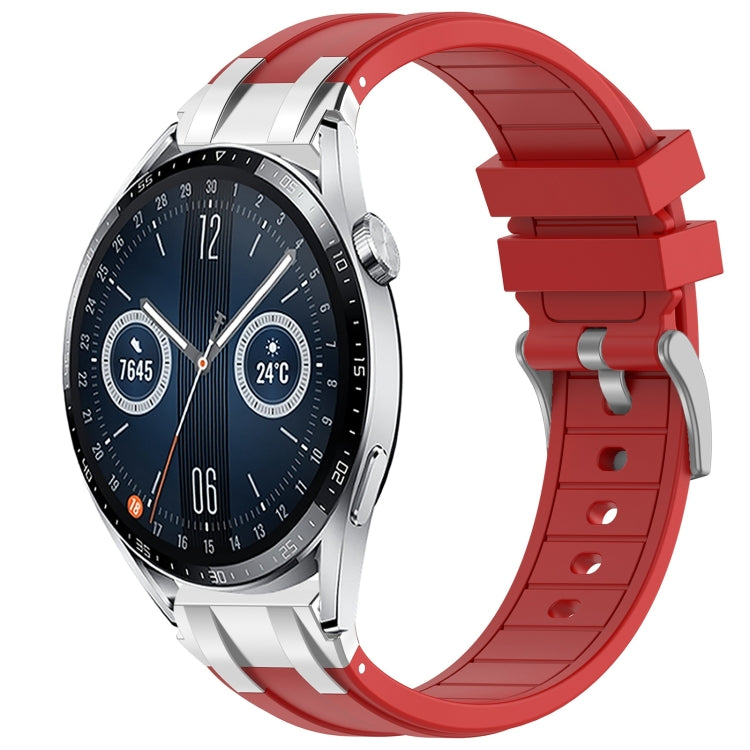 For Huawei Watch GT3 42mm 20mm Quick Release Silver Buckle Royal Silicone Watch Band(Red) - free shipping - PMC TechLife - Order now!