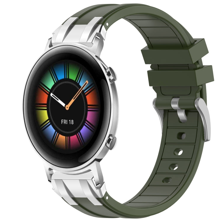 For Huawei Watch GT2 42mm 20mm Quick Release Silver Buckle Royal Silicone Watch Band(Olive Green) - free shipping - PMC TechLife - Order now!