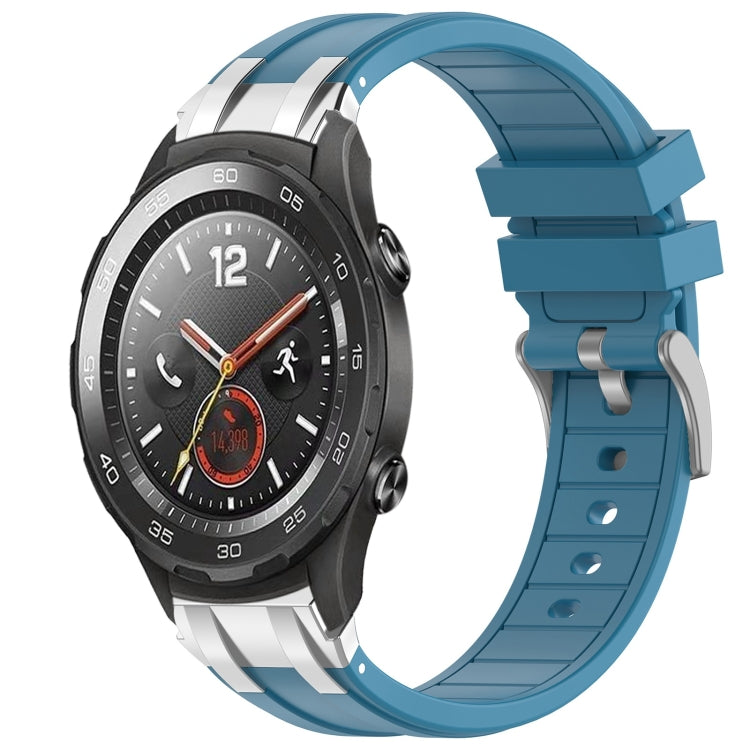 For Huawei Watch 2 20mm Quick Release Silver Buckle Royal Silicone Watch Band(Sea Blue) - free shipping - PMC TechLife - Order now!