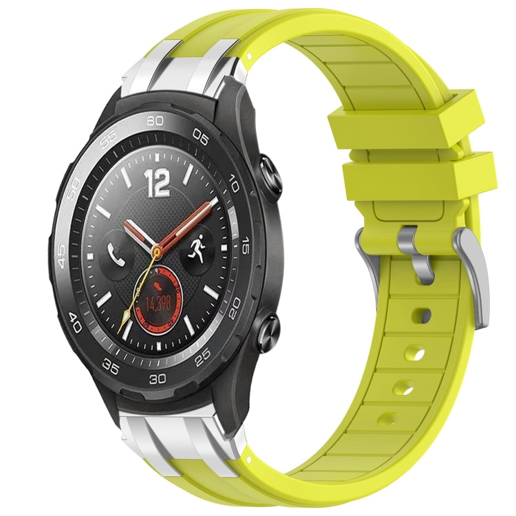 For Huawei Watch 2 20mm Quick Release Silver Buckle Royal Silicone Watch Band(Vital Yellow) - free shipping - PMC TechLife - Order now!