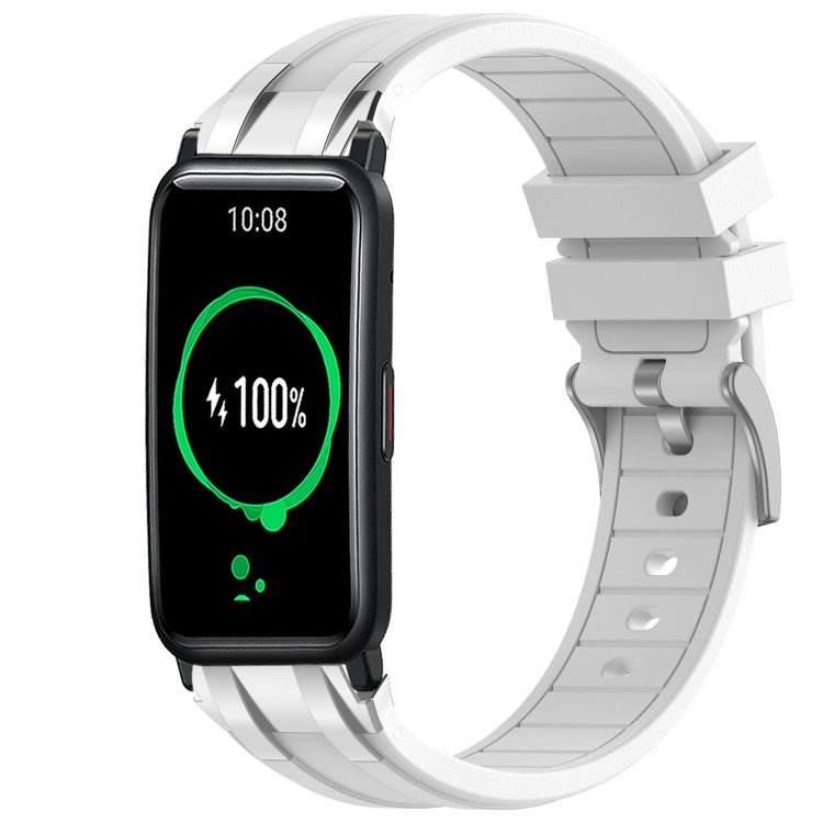 For Honor Watch ES 20mm Quick Release Silver Buckle Royal Silicone Watch Band(White) - free shipping - PMC TechLife - Order now!