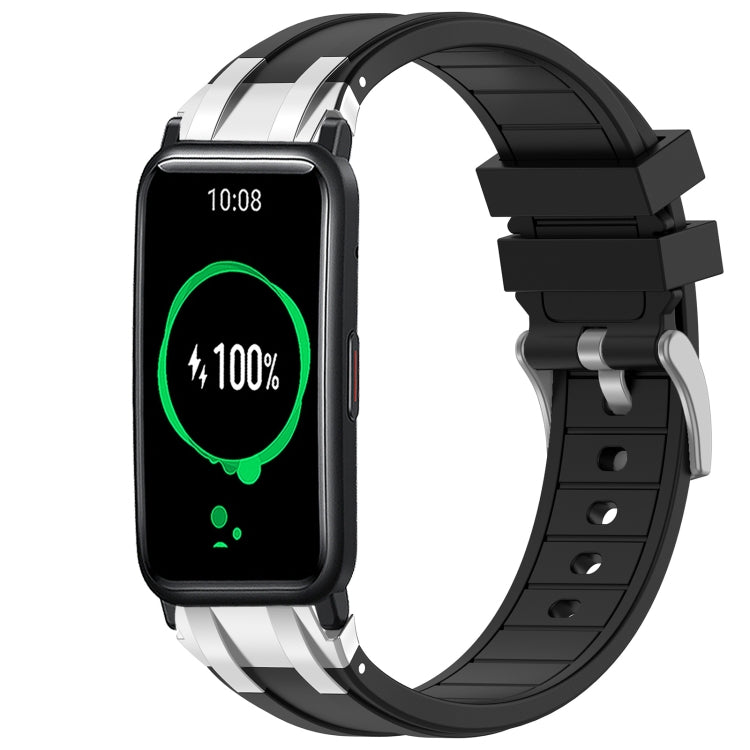 For Honor Watch ES 20mm Quick Release Silver Buckle Royal Silicone Watch Band(Black) - free shipping - PMC TechLife - Order now!