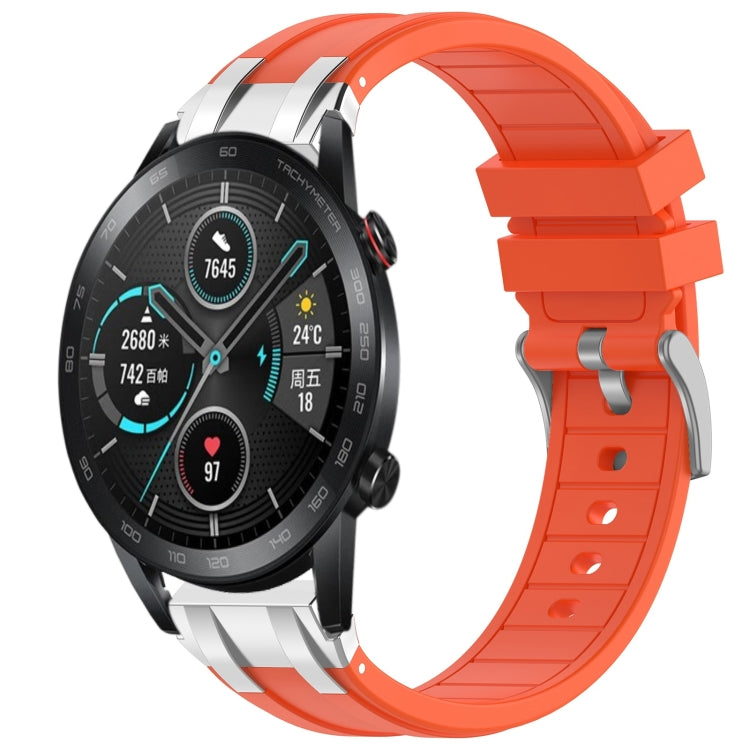 For Honor Magic Watch 2 42mm 20mm Quick Release Silver Buckle Royal Silicone Watch Band(Orange) - free shipping - PMC TechLife - Order now!