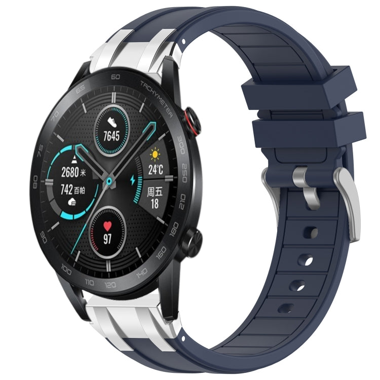 For Honor Magic Watch 2 42mm 20mm Quick Release Silver Buckle Royal Silicone Watch Band(Navy Blue) - free shipping - PMC TechLife - Order now!