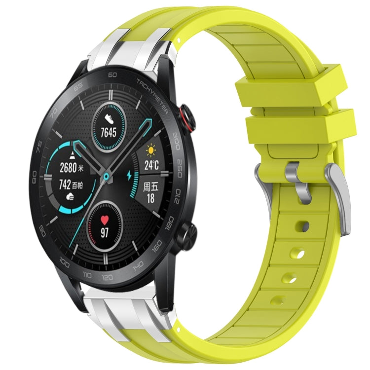 For Honor Magic Watch 2 42mm 20mm Quick Release Silver Buckle Royal Silicone Watch Band(Vital Yellow) - free shipping - PMC TechLife - Order now!