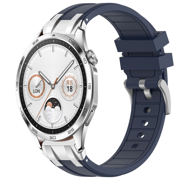 For Huawei Watch GT4 46mm 22mm Quick Release Silver Buckle Royal Silicone Watch Band(Navy Blue) - free shipping - PMC TechLife - Order now!