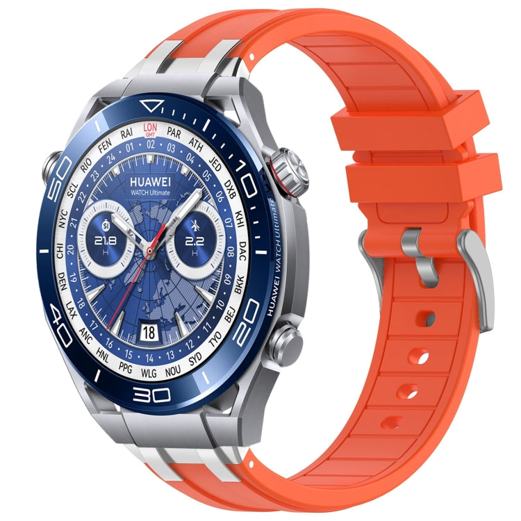 For Huawei Watch Ultimate 22mm Quick Release Silver Buckle Royal Silicone Watch Band(Orange) - free shipping - PMC TechLife - Order now!
