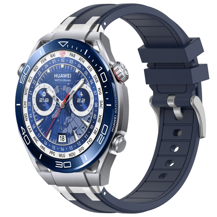 For Huawei Watch Ultimate 22mm Quick Release Silver Buckle Royal Silicone Watch Band(Navy Blue) - free shipping - PMC TechLife - Order now!
