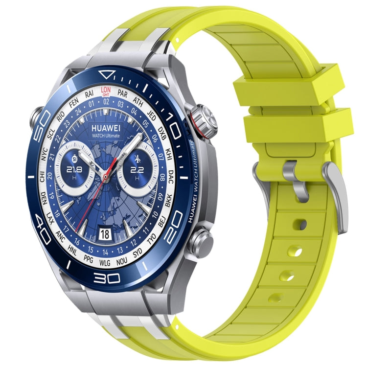 For Huawei Watch Ultimate 22mm Quick Release Silver Buckle Royal Silicone Watch Band(Vital Yellow) - free shipping - PMC TechLife - Order now!
