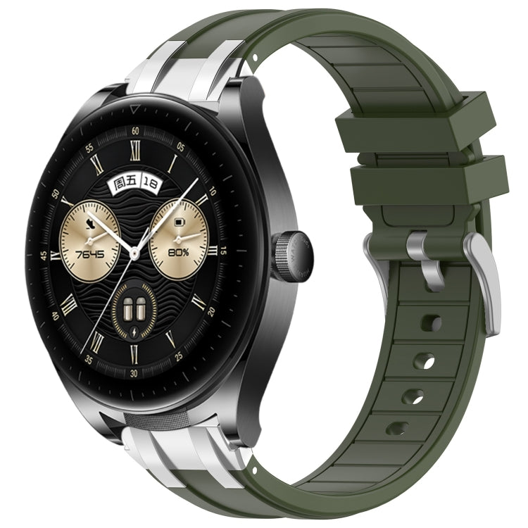 For Huawei Watch Buds 22mm Quick Release Silver Buckle Royal Silicone Watch Band(Olive Green) - free shipping - PMC TechLife - Order now!