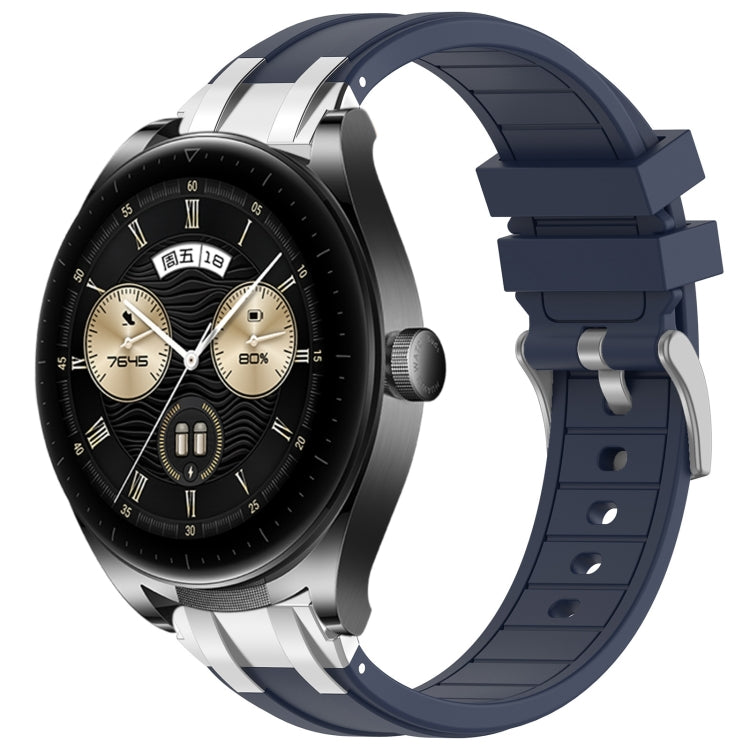 For Huawei Watch Buds 22mm Quick Release Silver Buckle Royal Silicone Watch Band(Navy Blue) - free shipping - PMC TechLife - Order now!