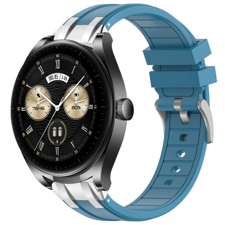 For Huawei Watch Buds 22mm Quick Release Silver Buckle Royal Silicone Watch Band(Sea Blue) - free shipping - PMC TechLife - Order now!