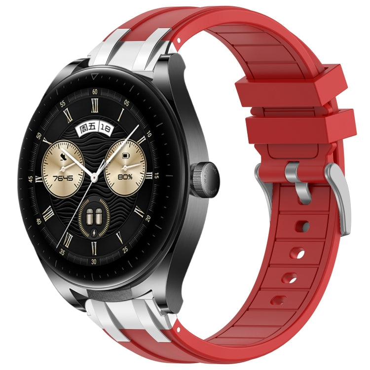For Huawei Watch Buds 22mm Quick Release Silver Buckle Royal Silicone Watch Band(Red) - free shipping - PMC TechLife - Order now!