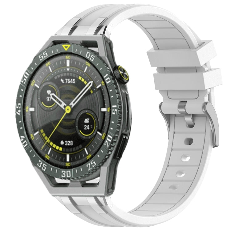 For Huawei Watch GT3 SE 22mm Quick Release Silver Buckle Royal Silicone Watch Band(White) - free shipping - PMC TechLife - Order now!