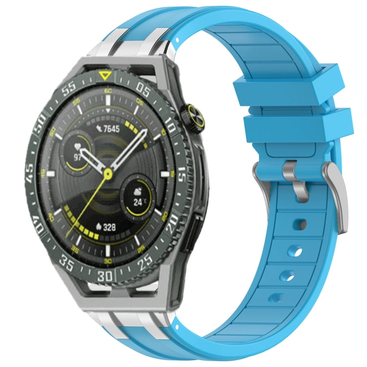 For Huawei Watch GT3 SE 22mm Quick Release Silver Buckle Royal Silicone Watch Band(Sky Blue) - free shipping - PMC TechLife - Order now!