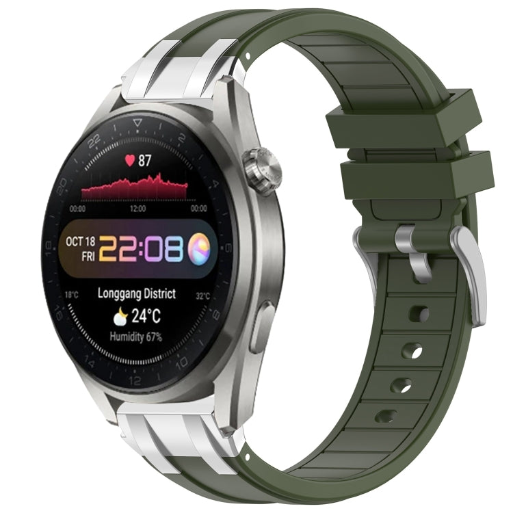 For Huawei Watch3 Pro New 22mm Quick Release Silver Buckle Royal Silicone Watch Band(Olive Green) - free shipping - PMC TechLife - Order now!