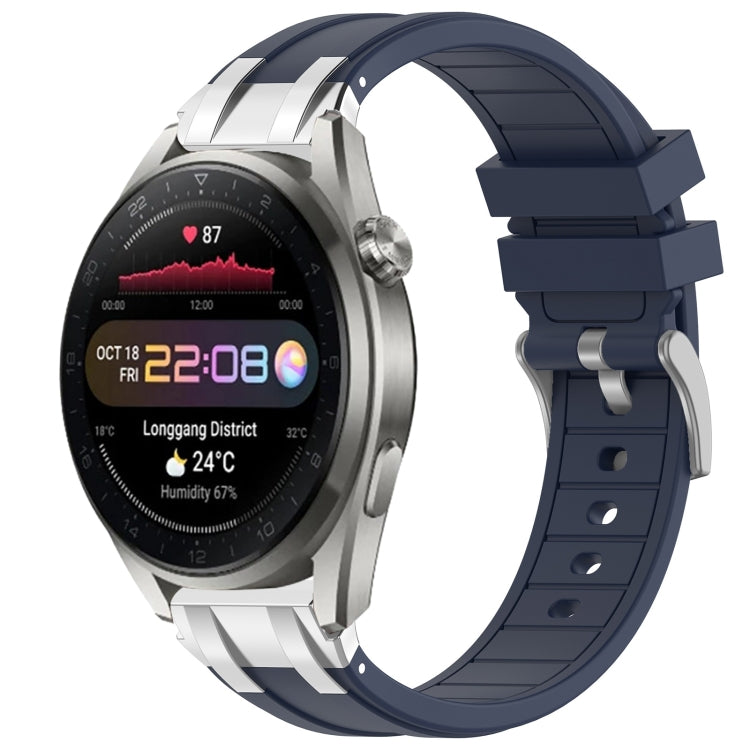 For Huawei Watch3 Pro New 22mm Quick Release Silver Buckle Royal Silicone Watch Band(Navy Blue) - free shipping - PMC TechLife - Order now!