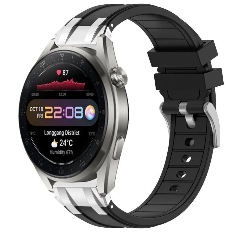 For Huawei Watch3 Pro New 22mm Quick Release Silver Buckle Royal Silicone Watch Band(Black) - free shipping - PMC TechLife - Order now!