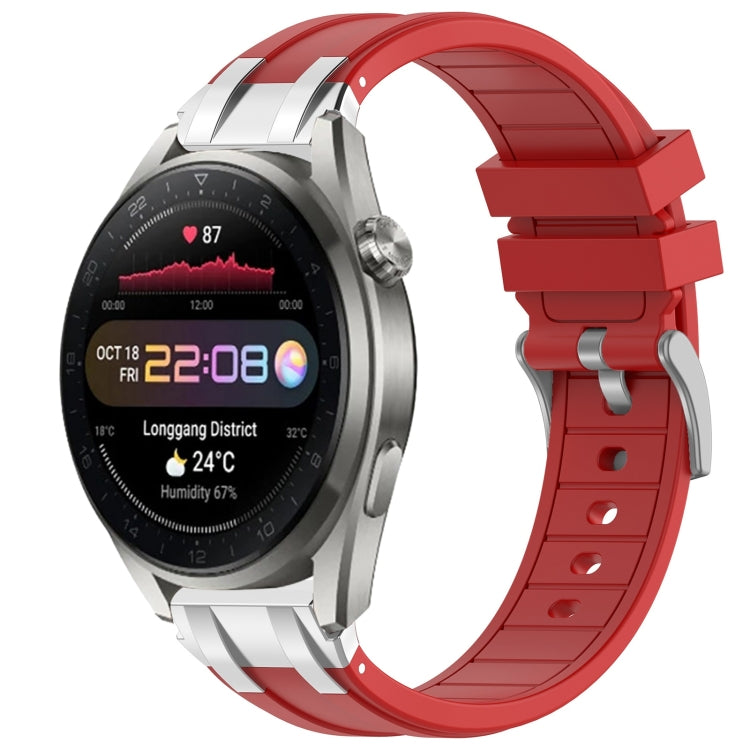 For Huawei Watch3 Pro New 22mm Quick Release Silver Buckle Royal Silicone Watch Band(Red) - free shipping - PMC TechLife - Order now!