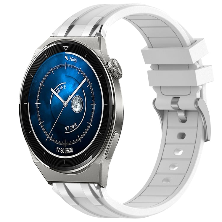 For Huawei Watch GT3 Pro 46mm 22mm Quick Release Silver Buckle Royal Silicone Watch Band(White) - free shipping - PMC TechLife - Order now!