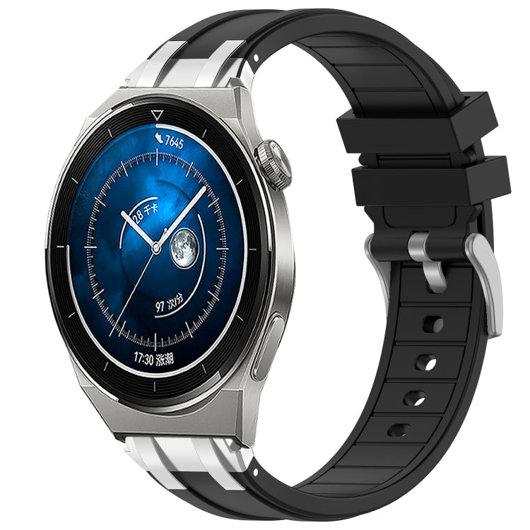 For Huawei Watch GT3 Pro 46mm 22mm Quick Release Silver Buckle Royal Silicone Watch Band(Black) - free shipping - PMC TechLife - Order now!