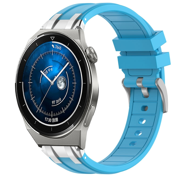 For Huawei Watch GT3 Pro 46mm 22mm Quick Release Silver Buckle Royal Silicone Watch Band(Sky Blue) - free shipping - PMC TechLife - Order now!