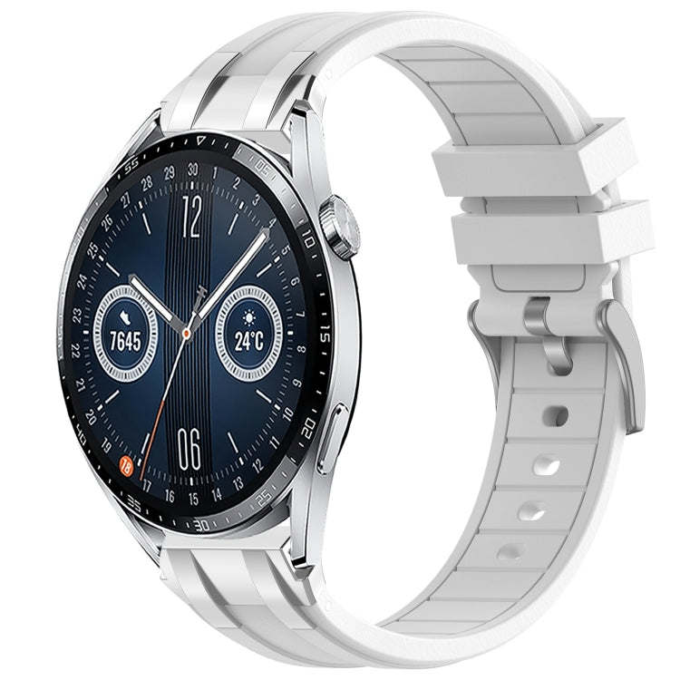 For Huawei Watch GT3 46mm 22mm Quick Release Silver Buckle Royal Silicone Watch Band(White) - free shipping - PMC TechLife - Order now!