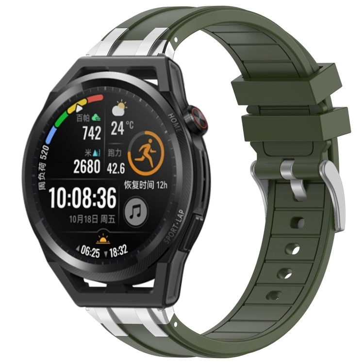 For Huawei Watch GT Runner 22mm Quick Release Silver Buckle Royal Silicone Watch Band(Olive Green) - free shipping - PMC TechLife - Order now!