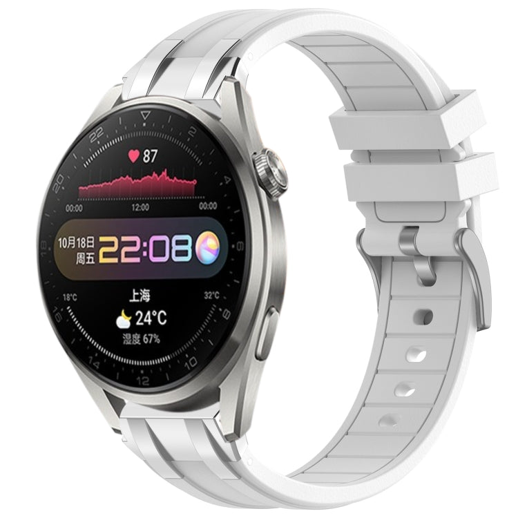 For Huawei Watch3 Pro 22mm Quick Release Silver Buckle Royal Silicone Watch Band(White) - free shipping - PMC TechLife - Order now!