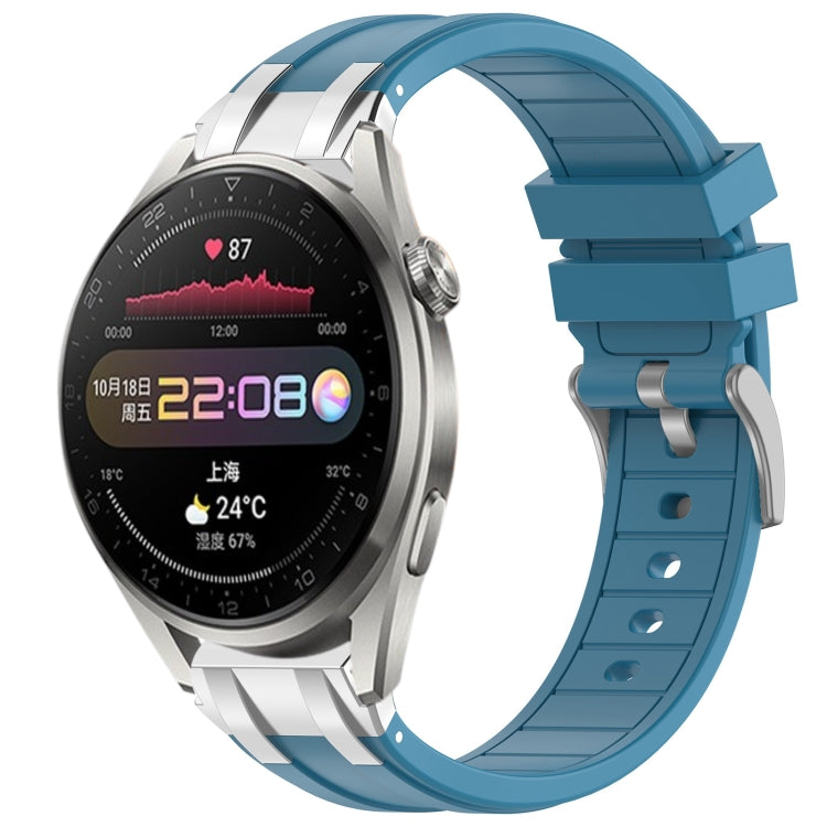 For Huawei Watch3 Pro 22mm Quick Release Silver Buckle Royal Silicone Watch Band(Sea Blue) - free shipping - PMC TechLife - Order now!