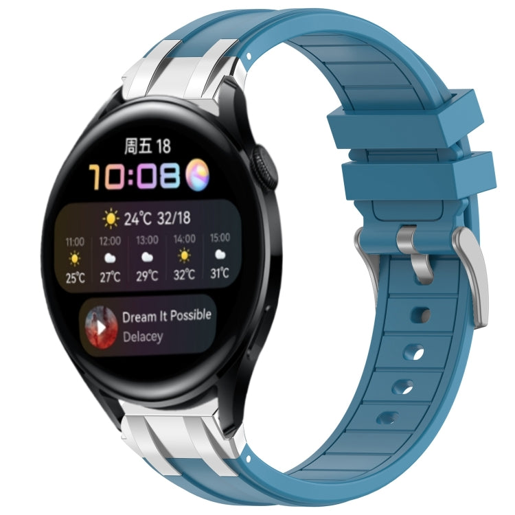 For Huawei Watch 3 22mm Quick Release Silver Buckle Royal Silicone Watch Band(Sea Blue) - free shipping - PMC TechLife - Order now!
