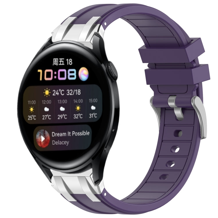 For Huawei Watch 3 22mm Quick Release Silver Buckle Royal Silicone Watch Band(Purple) - free shipping - PMC TechLife - Order now!