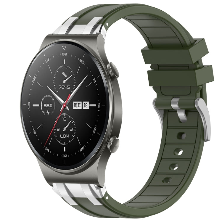 For Huawei Watch GT2 Pro 22mm Quick Release Silver Buckle Royal Silicone Watch Band(Olive Green) - free shipping - PMC TechLife - Order now!