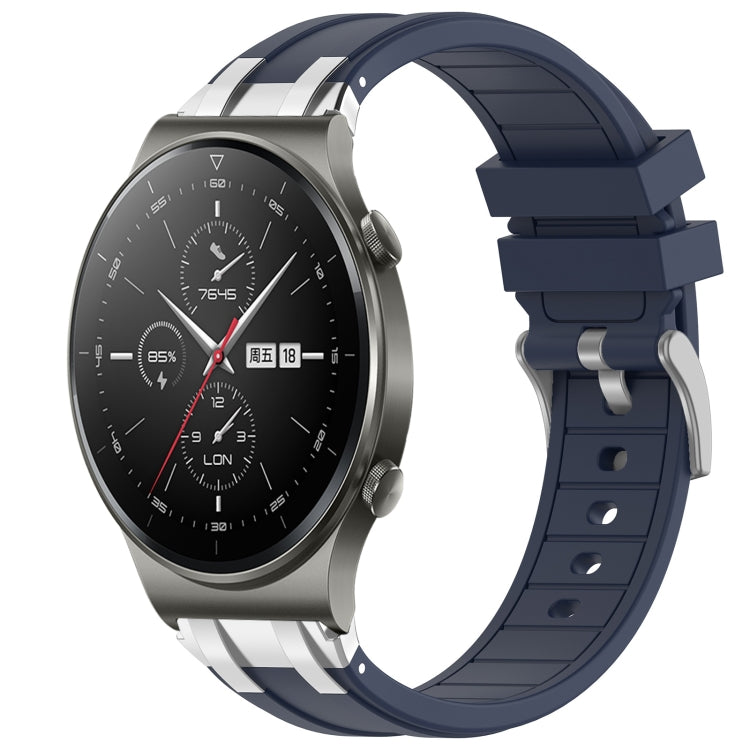 For Huawei Watch GT2 Pro 22mm Quick Release Silver Buckle Royal Silicone Watch Band(Navy Blue) - free shipping - PMC TechLife - Order now!