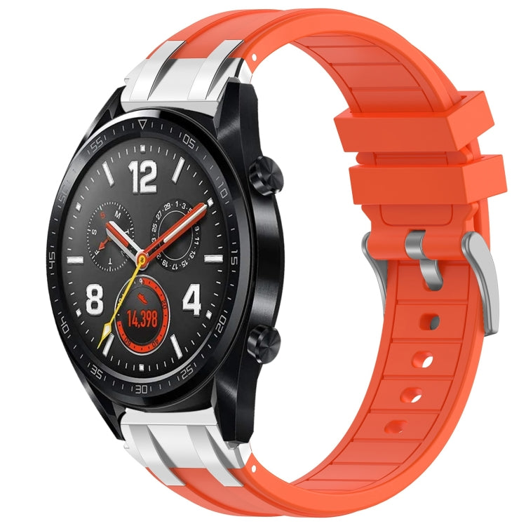 For Huawei Watch GT 22mm Quick Release Silver Buckle Royal Silicone Watch Band(Orange) - free shipping - PMC TechLife - Order now!