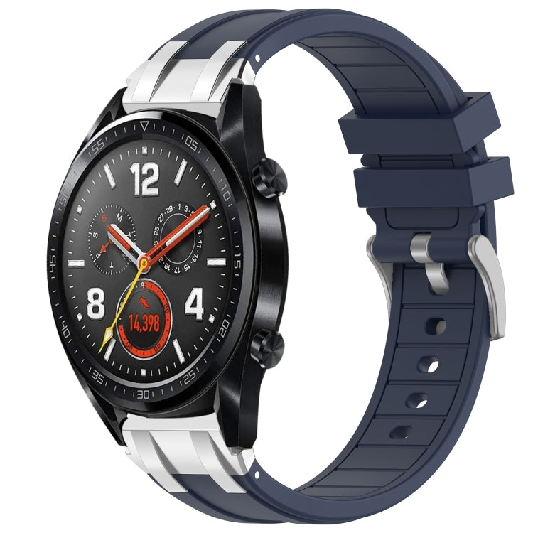 For Huawei Watch GT 22mm Quick Release Silver Buckle Royal Silicone Watch Band(Navy Blue) - free shipping - PMC TechLife - Order now!