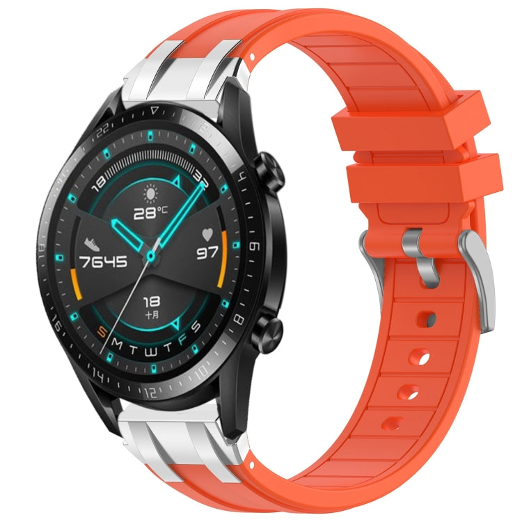 For Huawei Watch GT2 46mm 22mm Quick Release Silver Buckle Royal Silicone Watch Band(Orange) - free shipping - PMC TechLife - Order now!