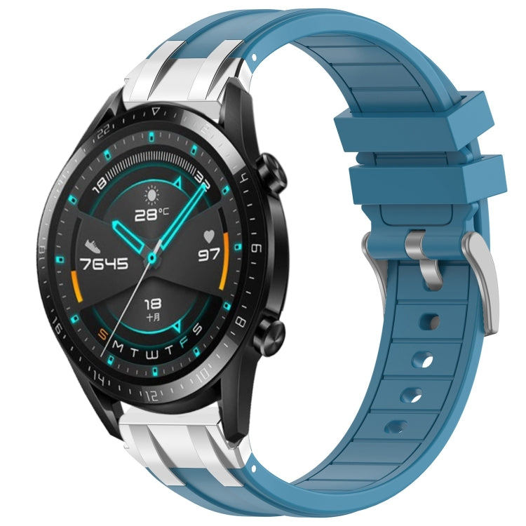For Huawei Watch GT2 46mm 22mm Quick Release Silver Buckle Royal Silicone Watch Band(Sea Blue) - free shipping - PMC TechLife - Order now!