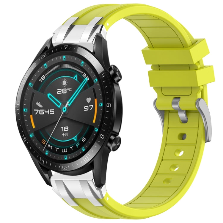 For Huawei Watch GT2 46mm 22mm Quick Release Silver Buckle Royal Silicone Watch Band(Vital Yellow) - free shipping - PMC TechLife - Order now!