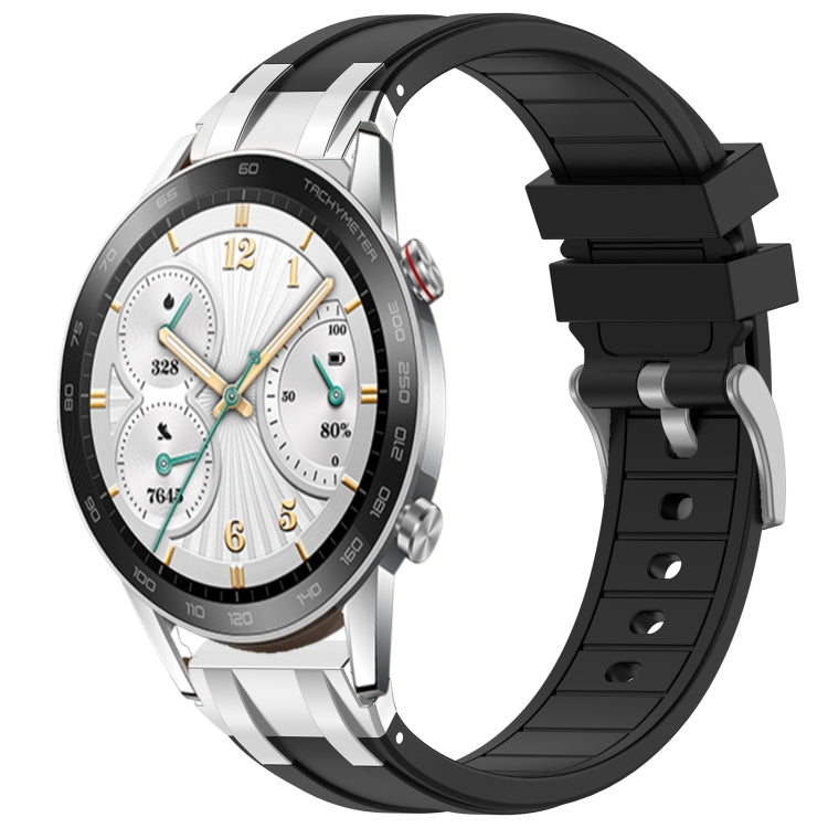 For Honor Watch GS 3i 22mm Quick Release Silver Buckle Royal Silicone Watch Band(Black) - free shipping - PMC TechLife - Order now!