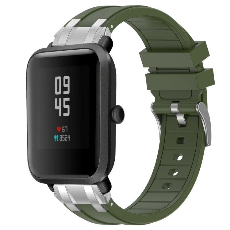 For Amazfit Watch Bip 5 22mm Quick Release Silver Buckle Royal Silicone Watch Band(Olive Green) - free shipping - PMC TechLife - Order now!