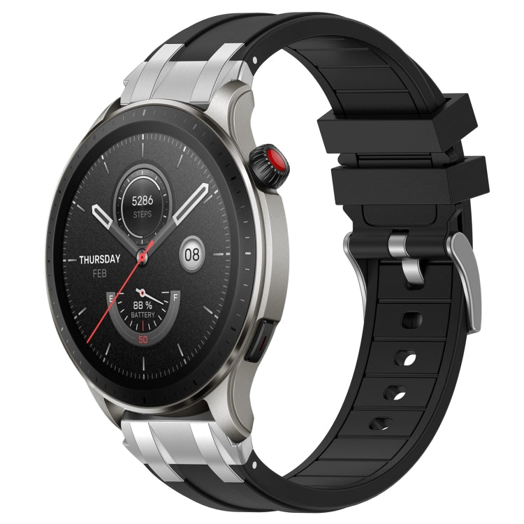 For Amazfit Watch GTR 4 22mm Quick Release Silver Buckle Royal Silicone Watch Band(Black) - free shipping - PMC TechLife - Order now!