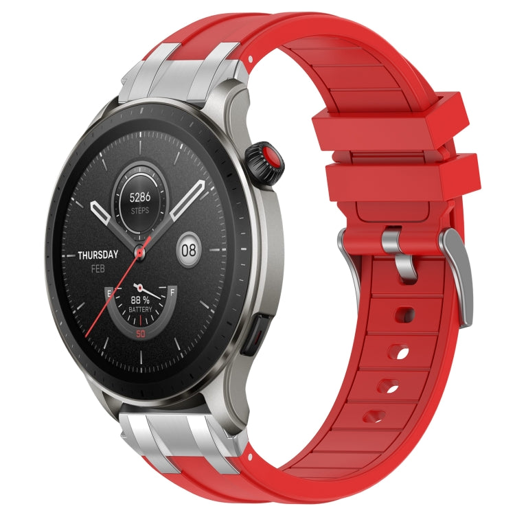 For Amazfit Watch GTR 4 22mm Quick Release Silver Buckle Royal Silicone Watch Band(Red) - free shipping - PMC TechLife - Order now!