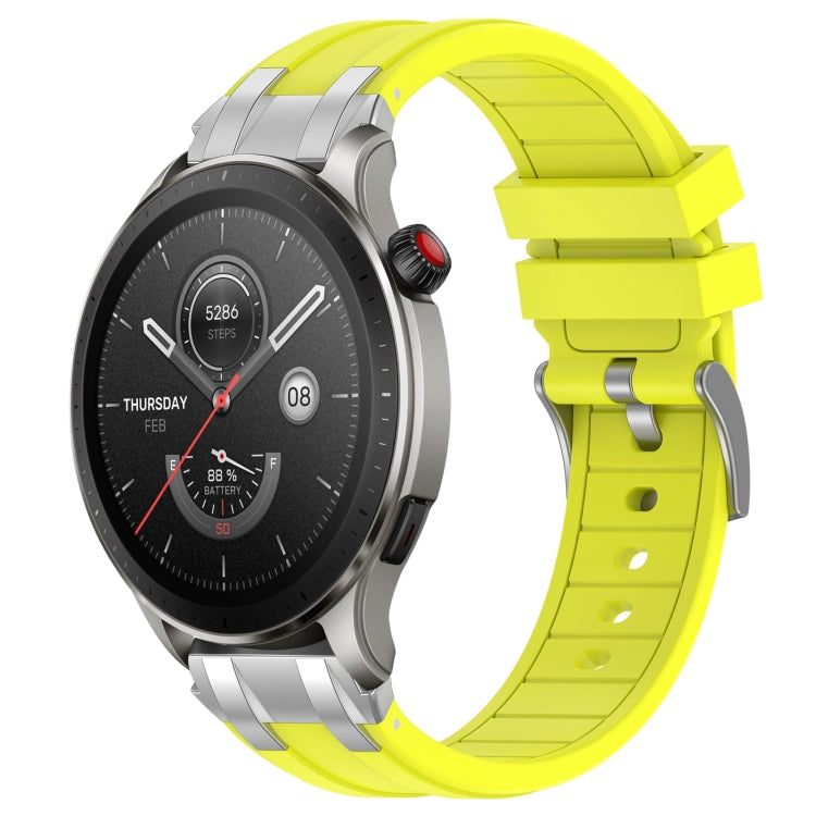 For Amazfit Watch GTR 4 22mm Quick Release Silver Buckle Royal Silicone Watch Band(Vital Yellow) - free shipping - PMC TechLife - Order now!