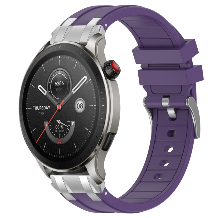 For Amazfit Watch GTR 4 22mm Quick Release Silver Buckle Royal Silicone Watch Band(Purple) - free shipping - PMC TechLife - Order now!