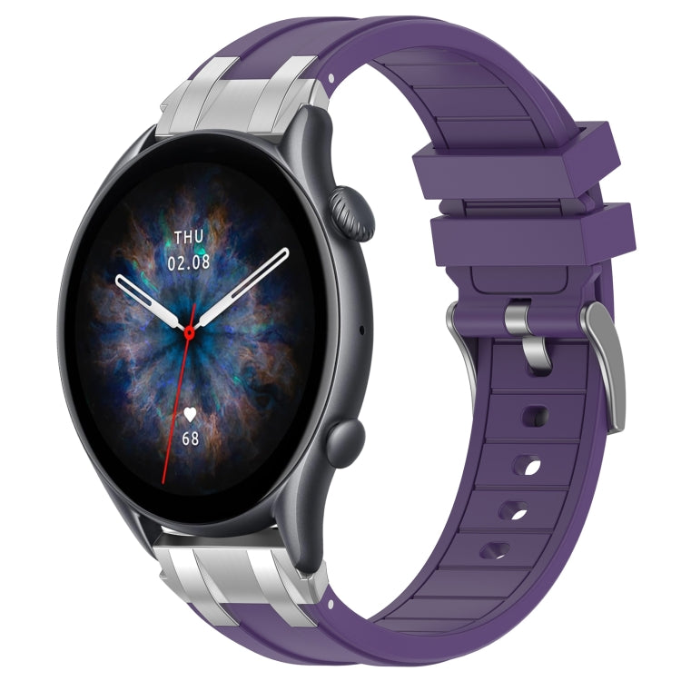 For Amazfit Watch GTR 3 pro 22mm Quick Release Silver Buckle Royal Silicone Watch Band(Purple) - free shipping - PMC TechLife - Order now!