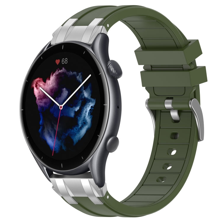 For Amazfit Watch GTR 3 22mm Quick Release Silver Buckle Royal Silicone Watch Band(Olive Green) - free shipping - PMC TechLife - Order now!