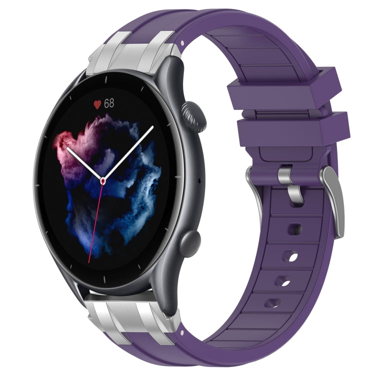 For Amazfit Watch GTR 3 22mm Quick Release Silver Buckle Royal Silicone Watch Band(Purple) - free shipping - PMC TechLife - Order now!